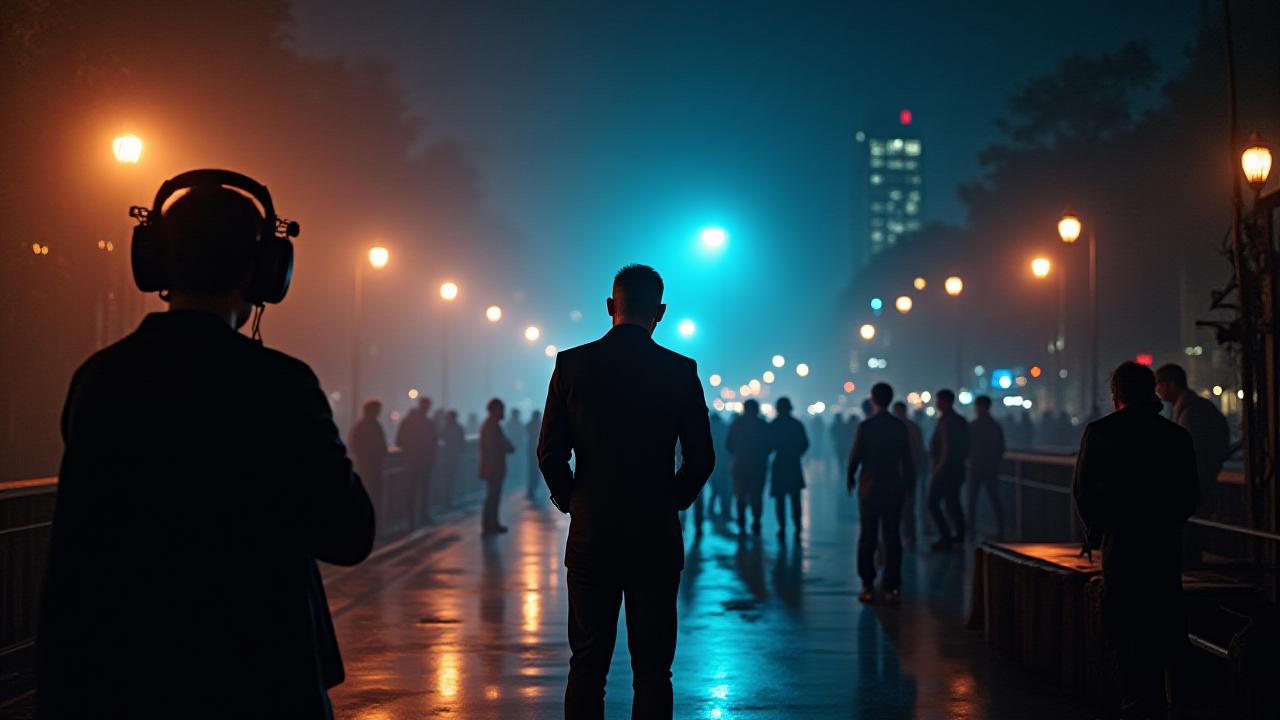 Cena cinematográfica brasileira com iluminação dramática